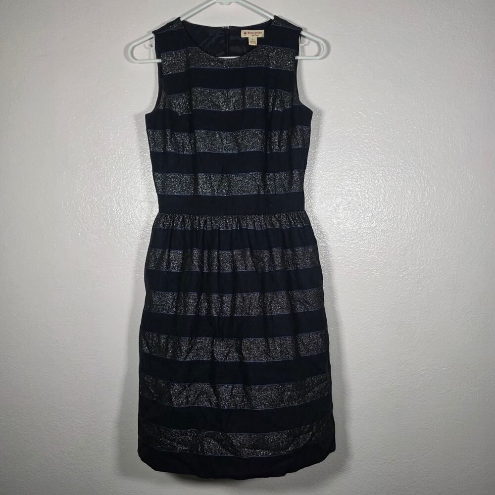 Brooks Brothers Fleece Metallic Stripe Sleeveless Sheath Dress Black Womens 0